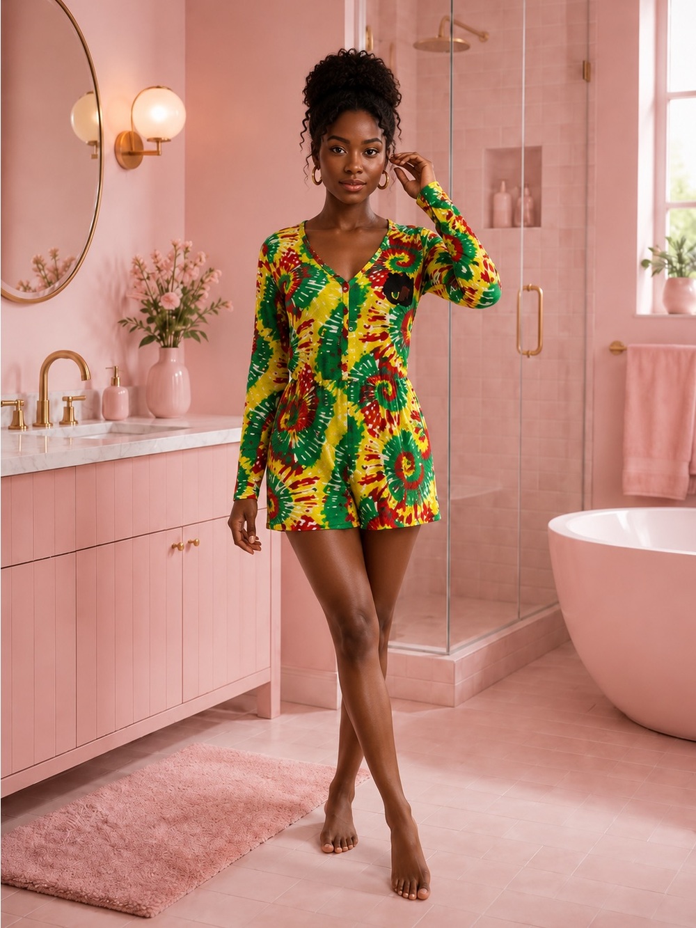 🛍️ Women's reggae blessed Onesie Jumpsuit 1 piece Bodysuit Romper Pajamas Med
